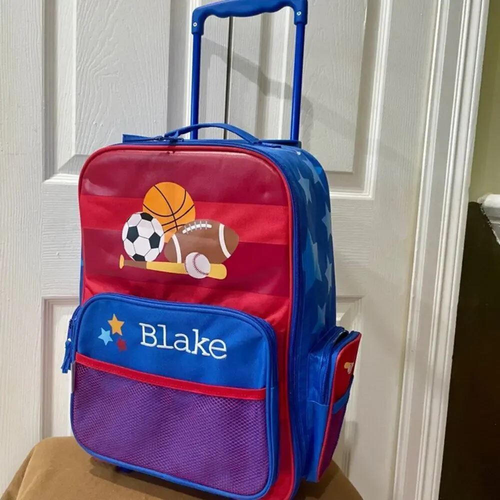 ROLLING SUITCASE BACKPACK 18’ RED BLUE Blake name Embroidered back to the school